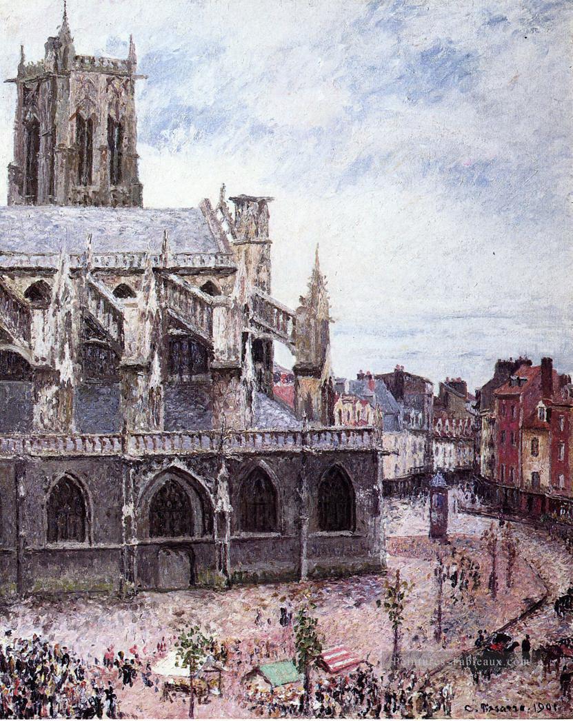 l’église de saint jacques dieppe temps pluvieux 1901 Camille Pissarro Peintures à l'huile